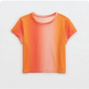 Aerie Magic Mesh Baby T-shirt Orange Pink Size M